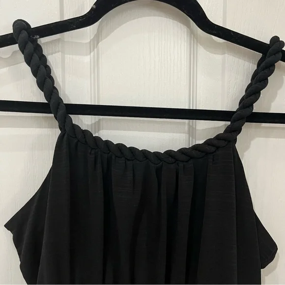 Ricki’s size small black dress with corded straps ruffled waist - Picture 4 of 8